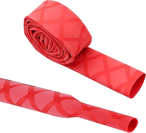 Tubo termorretráctil, rojo (1.181 in x 39 pulgadas), funda antideslizante y aislante para cañas de pescar, raquetas y asas