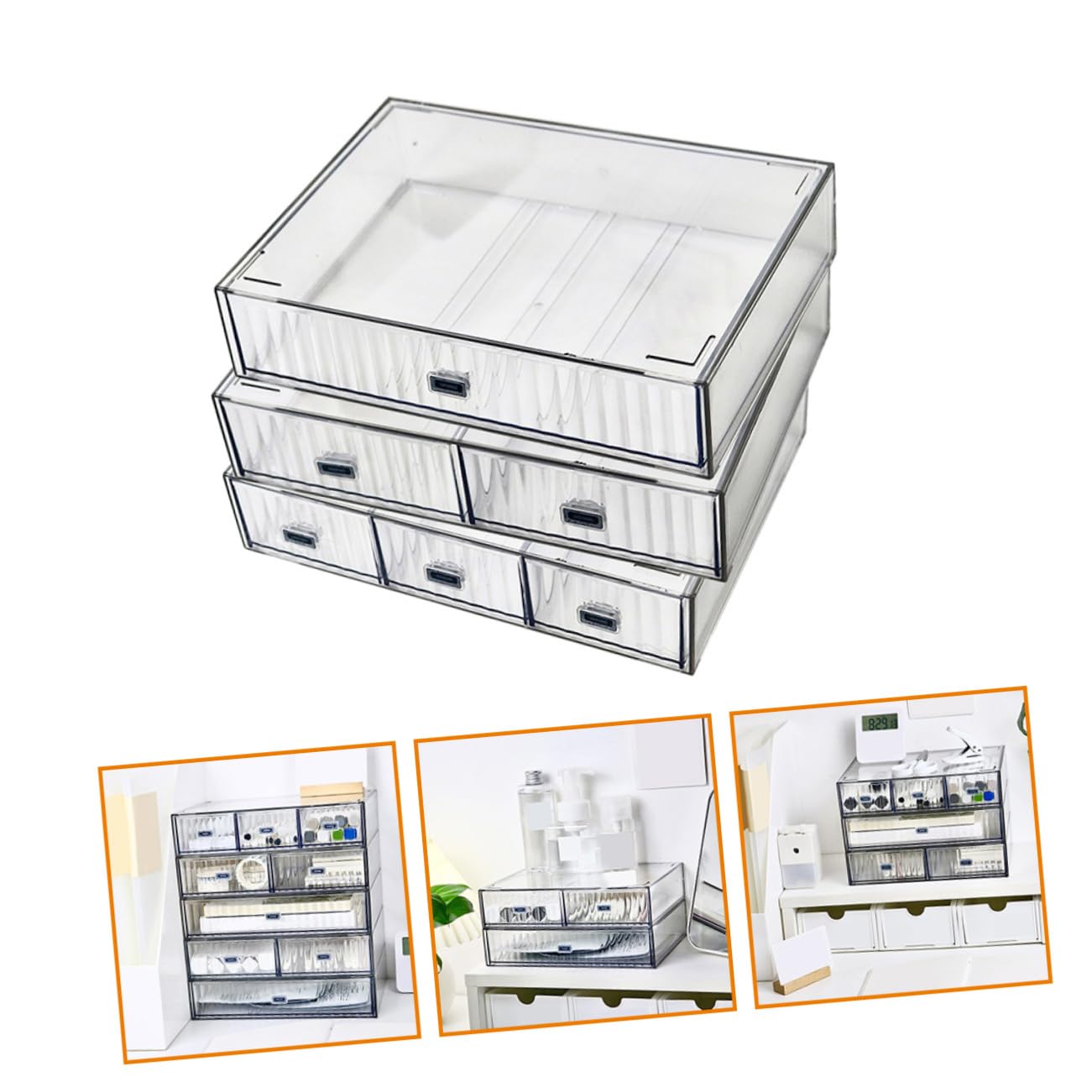 SOIMISS 3pezzi Scatola Oggetti Organizer Scrivania in Plastica Resistente Per Cosmetici Cancelleria e Oggetti Vari Scatola Portaoggetti Organizer Per Scrivania