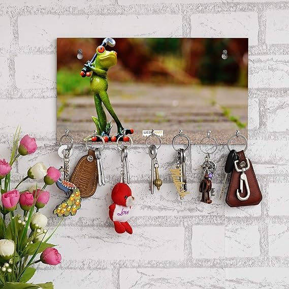 Porte-clés en bois grenouille de golf humoristique pour ranger les clés de maison