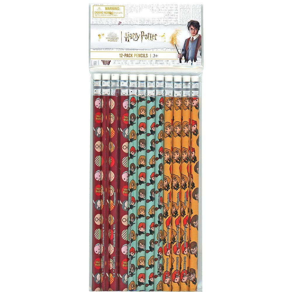 12 Harry Potter Wooden Pencils Variety Pack for Schools, Parties, and Rewards - 3 Different Designs