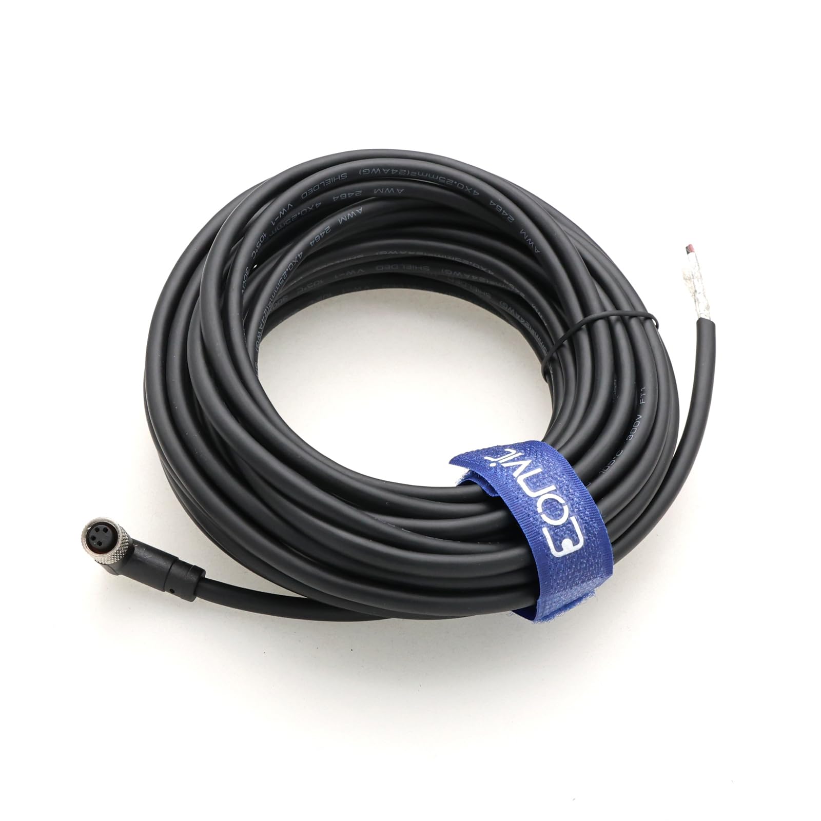 Eonvic Industrial M8 4 Pin A-Code Female Right Angle to Open Connector Molded Shielded Aviation Sensor Cable Waterproof IP67 Cat 5e High Flex Cable 10M - Image 2