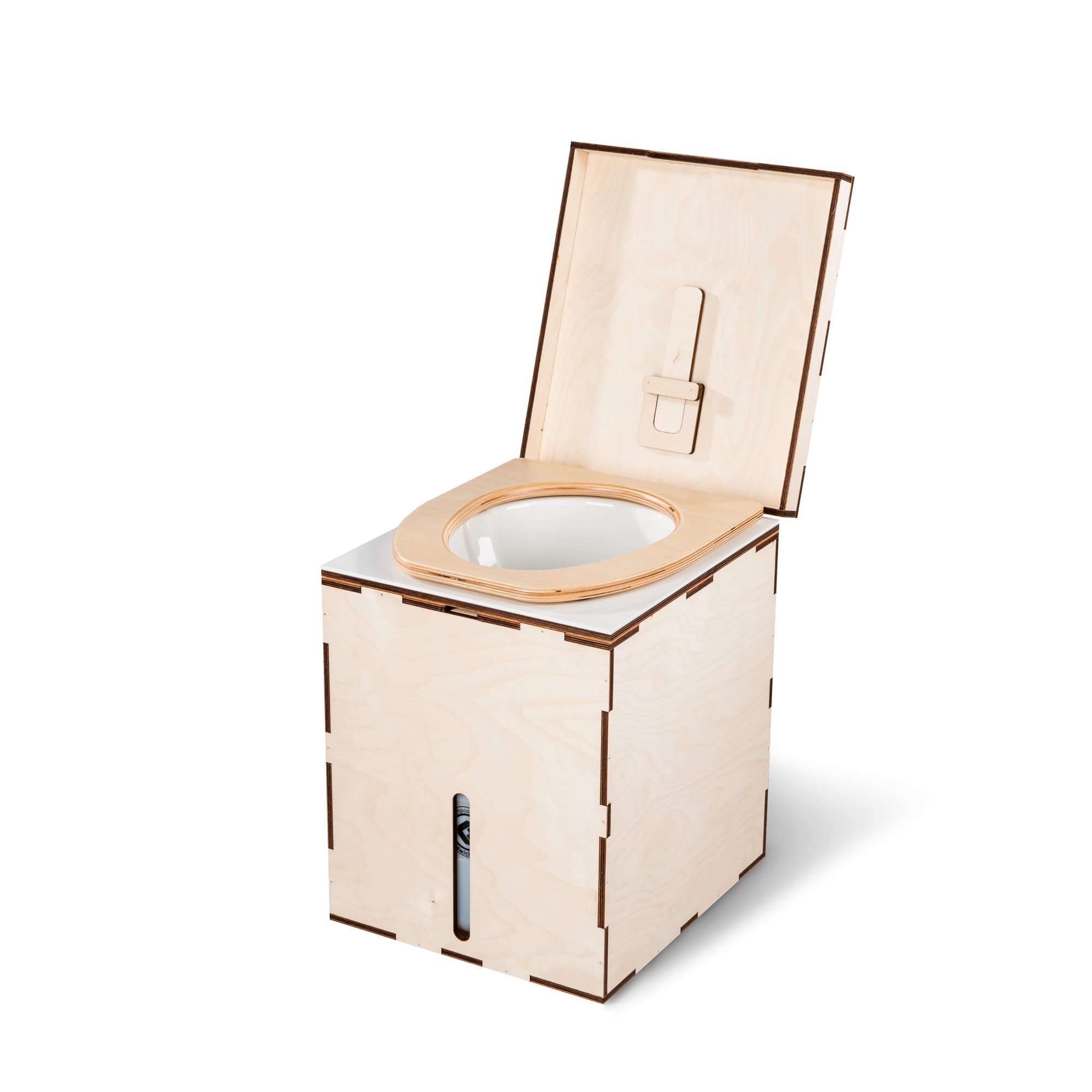 Kildwick MiniLoo Bausatz Trockentrenntoilette weiß - Kompakte Campingtoilette für Camper, Tiny House, Garten, Boot, 9,5L Kanister, Magnetklobrille, Holzgehäuse, DIY-Komposttoilette