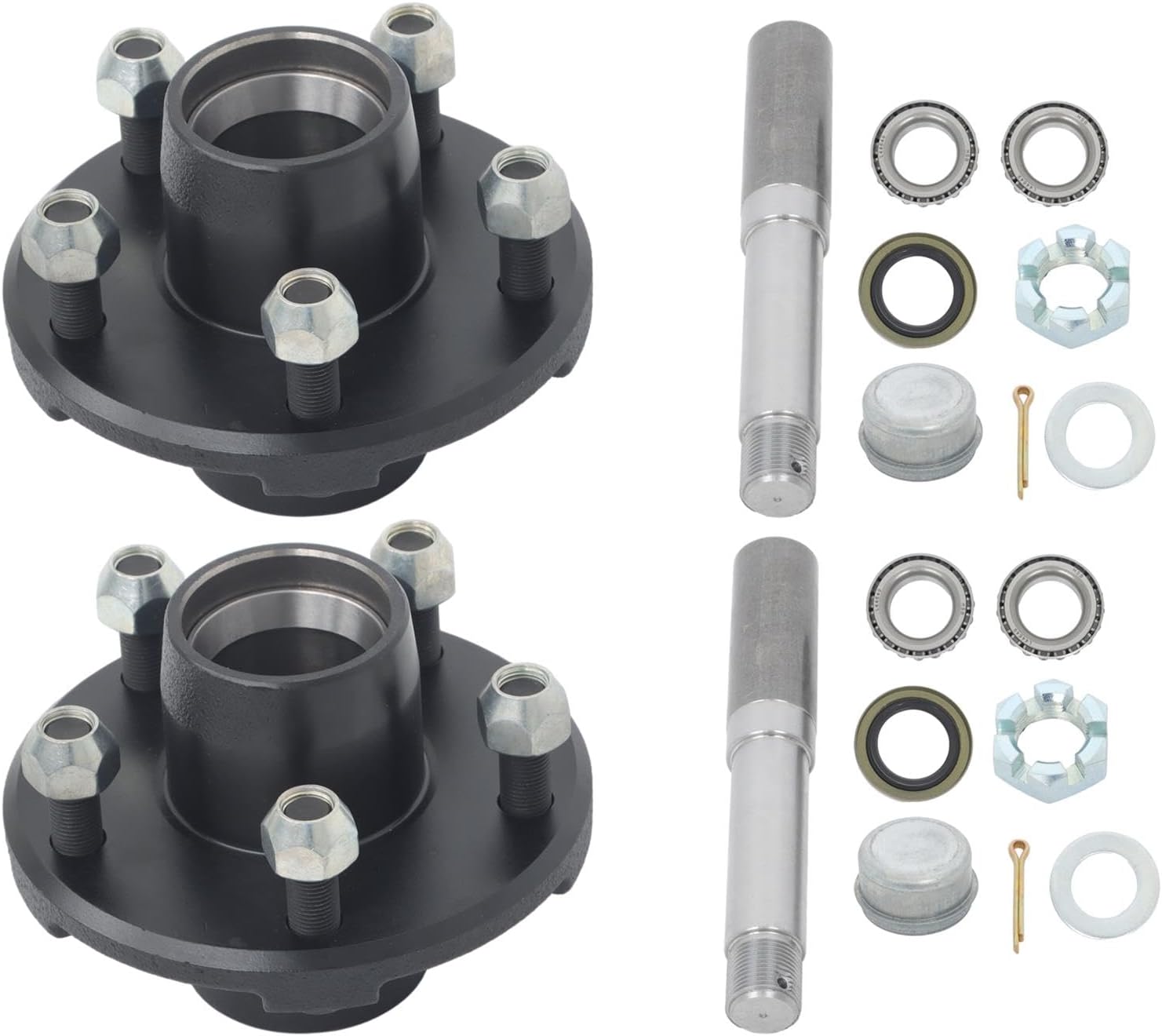 labwork 2 Sets 5 on 4.5 Inch Trailer Hub and Round BT16 Spindle with Trailer Bearing Kit