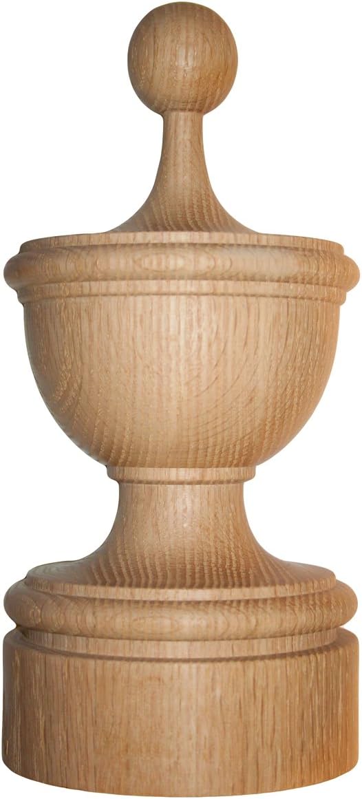Staircase Finial Newel Post Cap FN0107, Red Oak Wood (10" H X 4 3/4" W