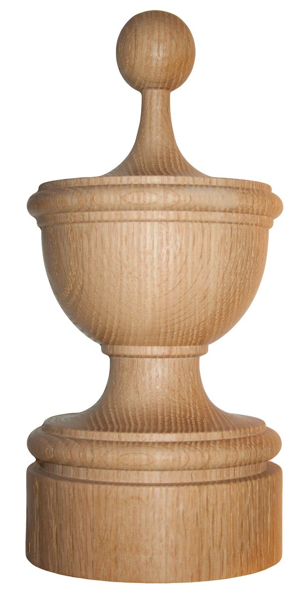 Buy Staircase Finial Newel Post Cap FN0107, Red Oak Wood (10" H X 4 3/