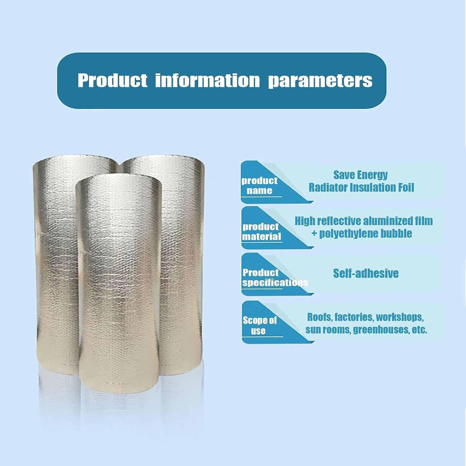 Self-Adhesive Waterproof Insulation Film, Ideal for Campervans, Caravans, Garages, Greenhouses(1x10m/3.2x32.8ft)