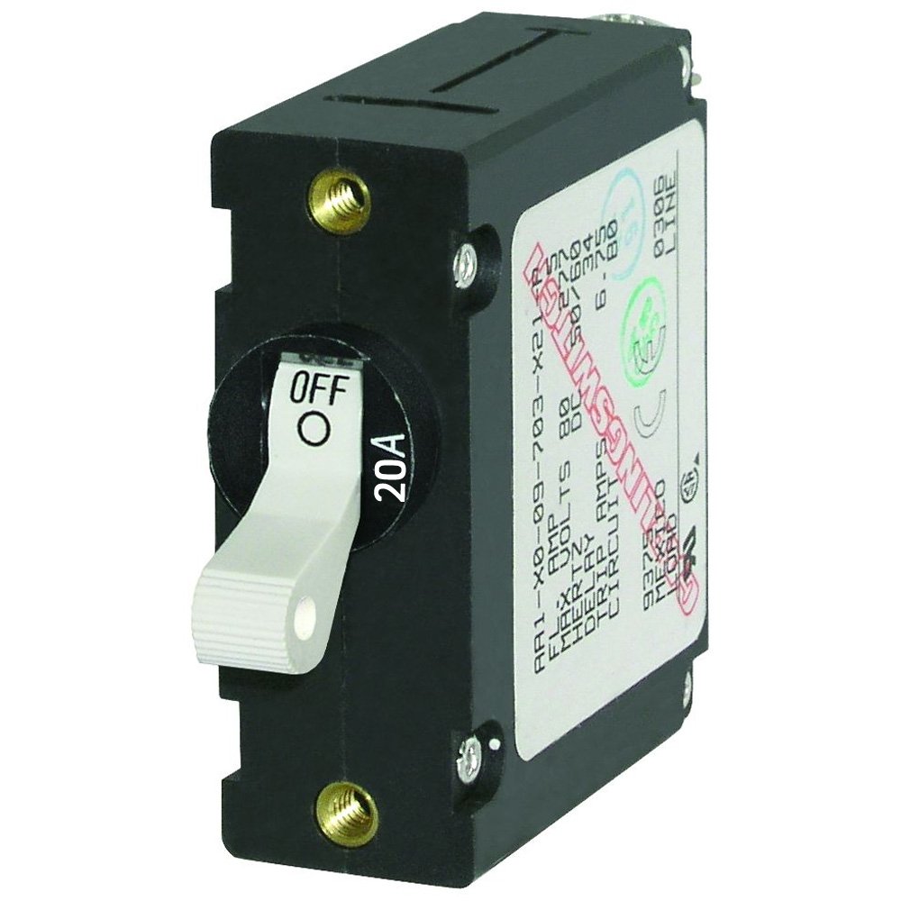 Blue Sea 7214 AC / DC Single Pole Magnetic World Circuit Breaker - 20 Amp