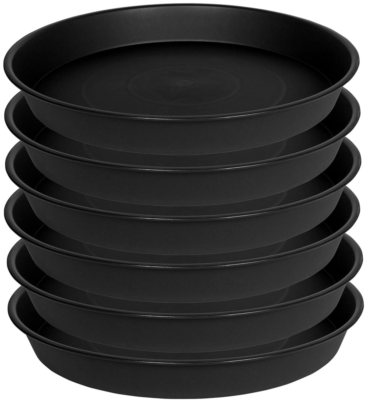 Hperu 6 Pcs Plastic Plant Saucer 8 Inch Plant Saucer, Heavy Duty Water Tray for Indoor Outdoor Use, Flower Water Trays for Pots Planter, Black