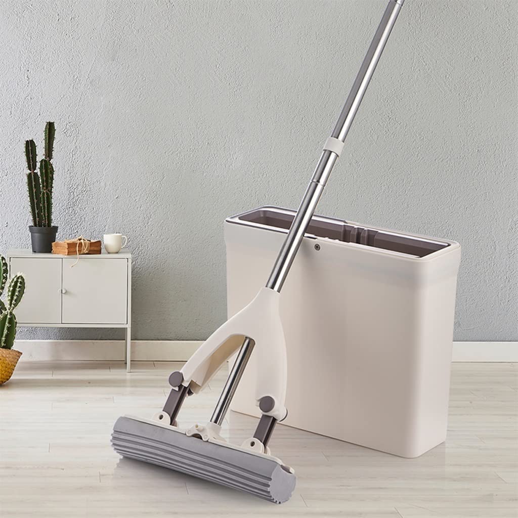 Mocio Mop - Spugna PVA. Benne for mop for Pulizia del Pavimento, mop Pigro con Secchio, Acciaio Inossidabile, 2 ricariche for la Testa di Ricambio Adatto a Tutti i Tipi di Pavimento