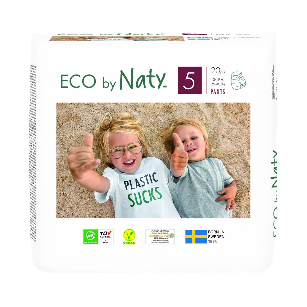 Nature Baby Windelhöschen für Kinder, Größe 5, 11,8 - 18,1 kg, 5 Stück