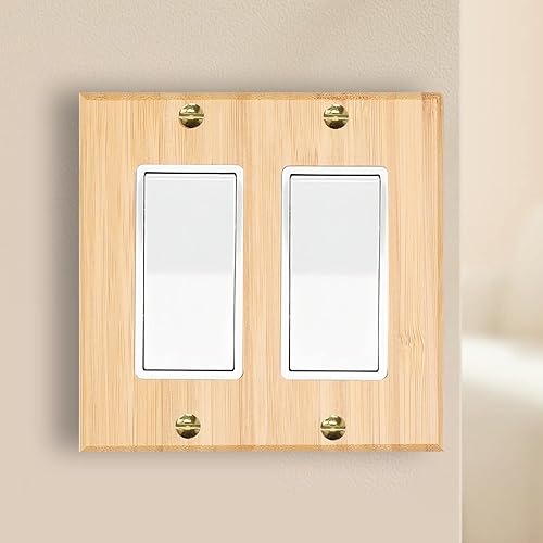 Placa de interruptor de luz de palanca dúplex de madera maciza de bambú decorativa de madera maciza de 45 x 45 pulgadas palanca dúplex de 1 banda