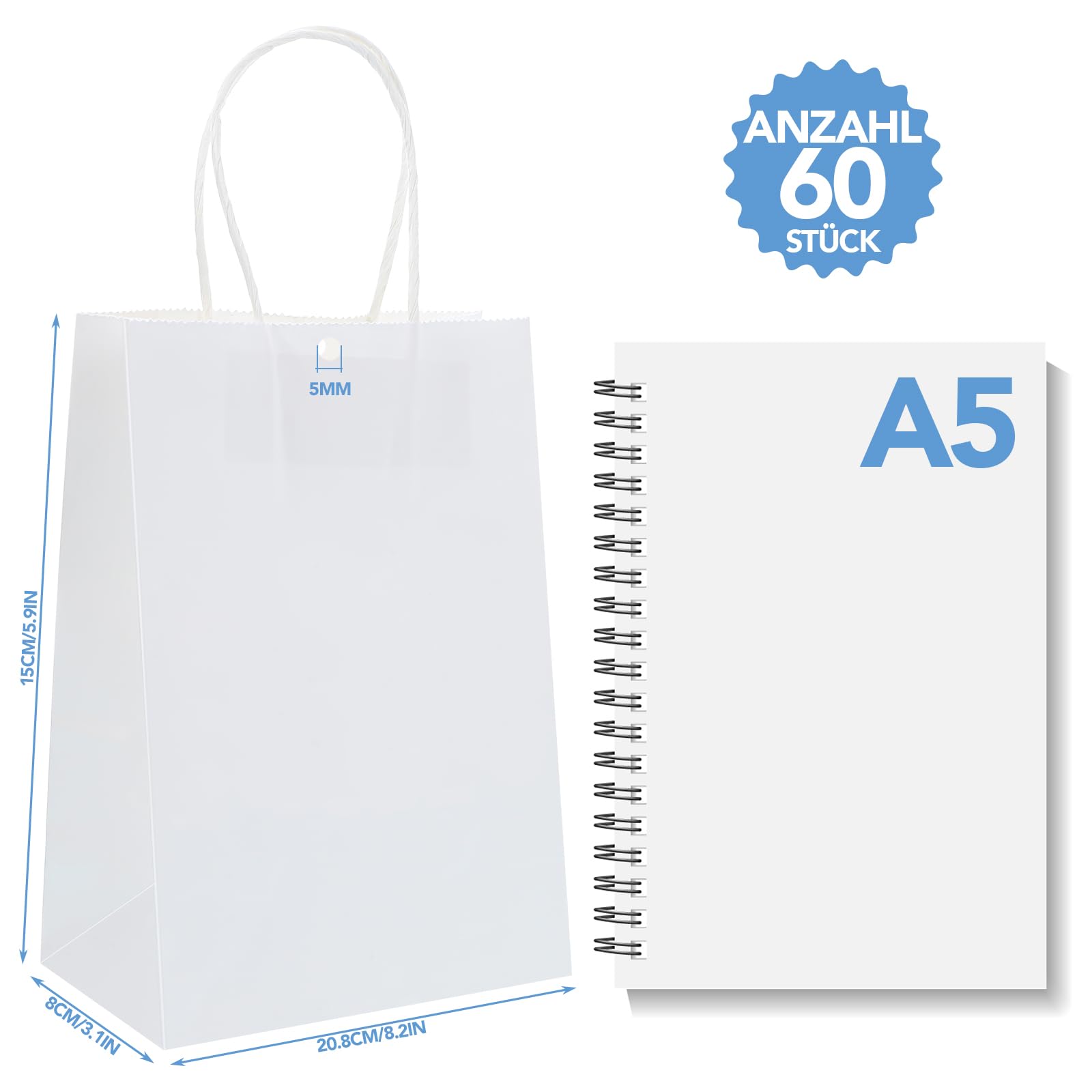 Buste Regalo Sacchetti Carta Kraft con Manici 40 Pezzi per Caramelle