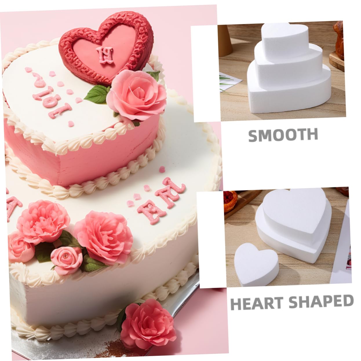 3 Pièces Moule à Gâteau Mousse Blanc Forme de Cœur pour Décoration de Gâteaux Pratique de Pâtisserie pour Saint Valentin et Mariage