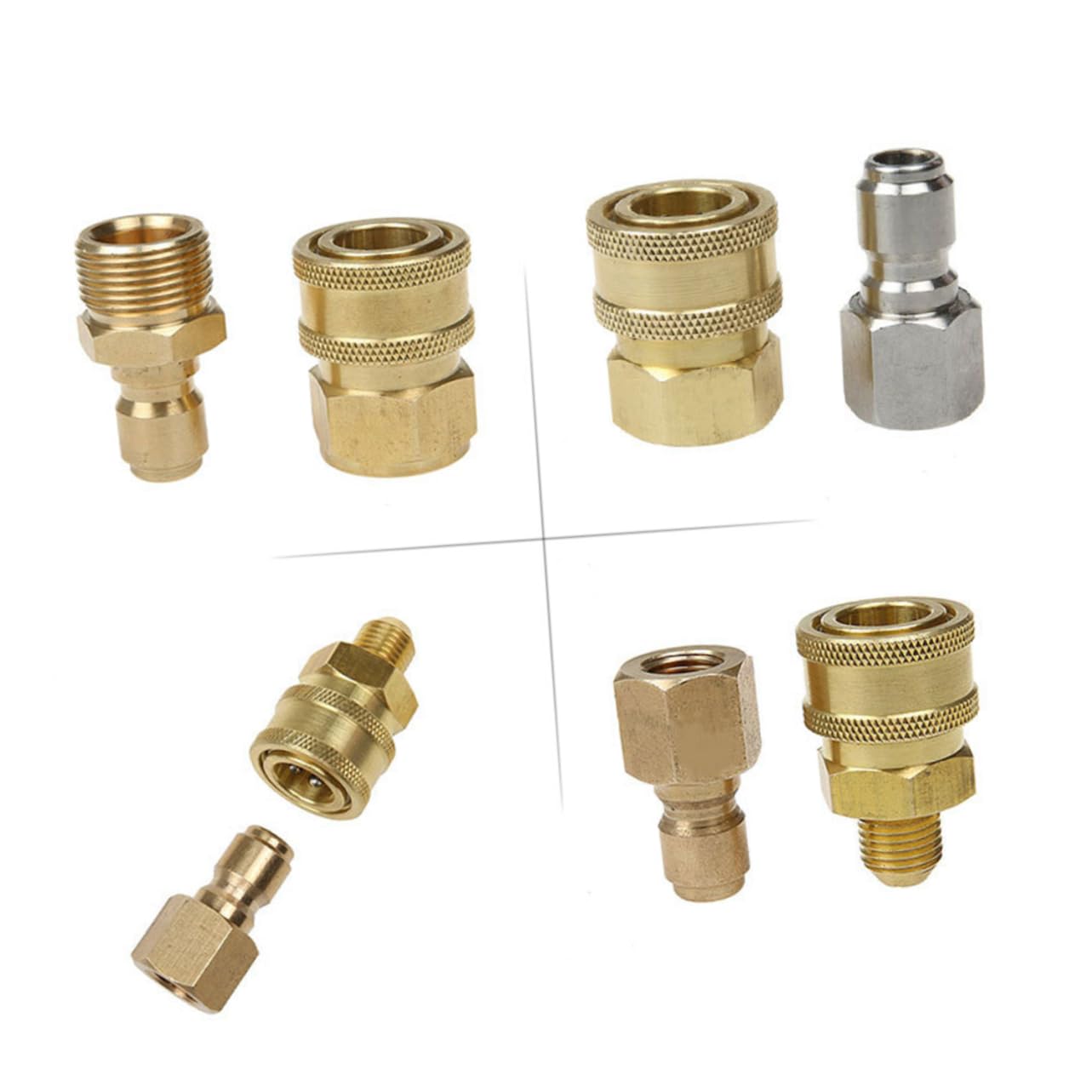 Juego De 3 Adaptadores para Hidrolavadora Conector De Alta Presión De Latón Macizo Acoplador Rápido para 3/8 Fácil Instalación