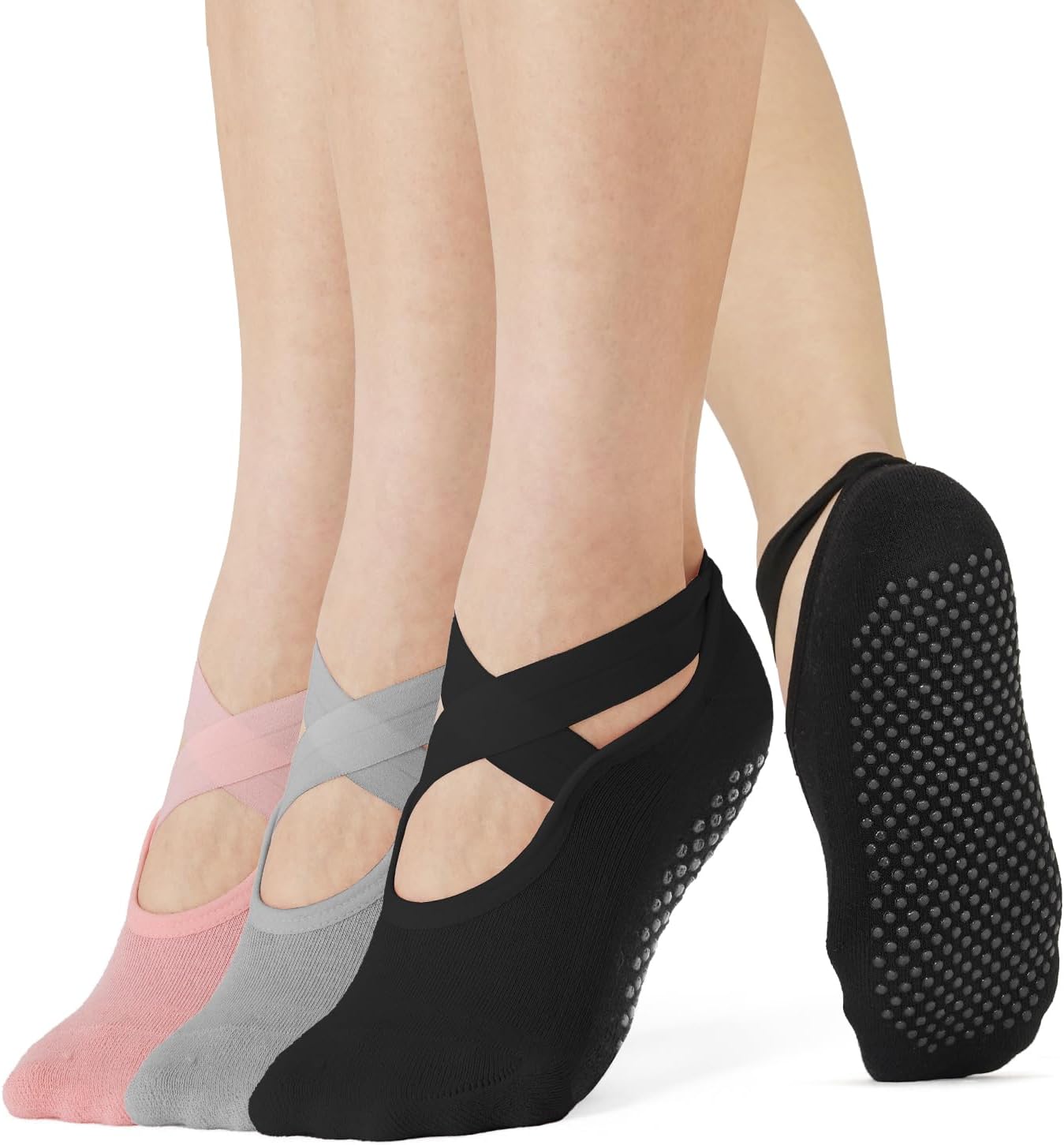 Breslatte Grip Socks Pilates Socks with Grips for Women Non Slip Grippers Womens