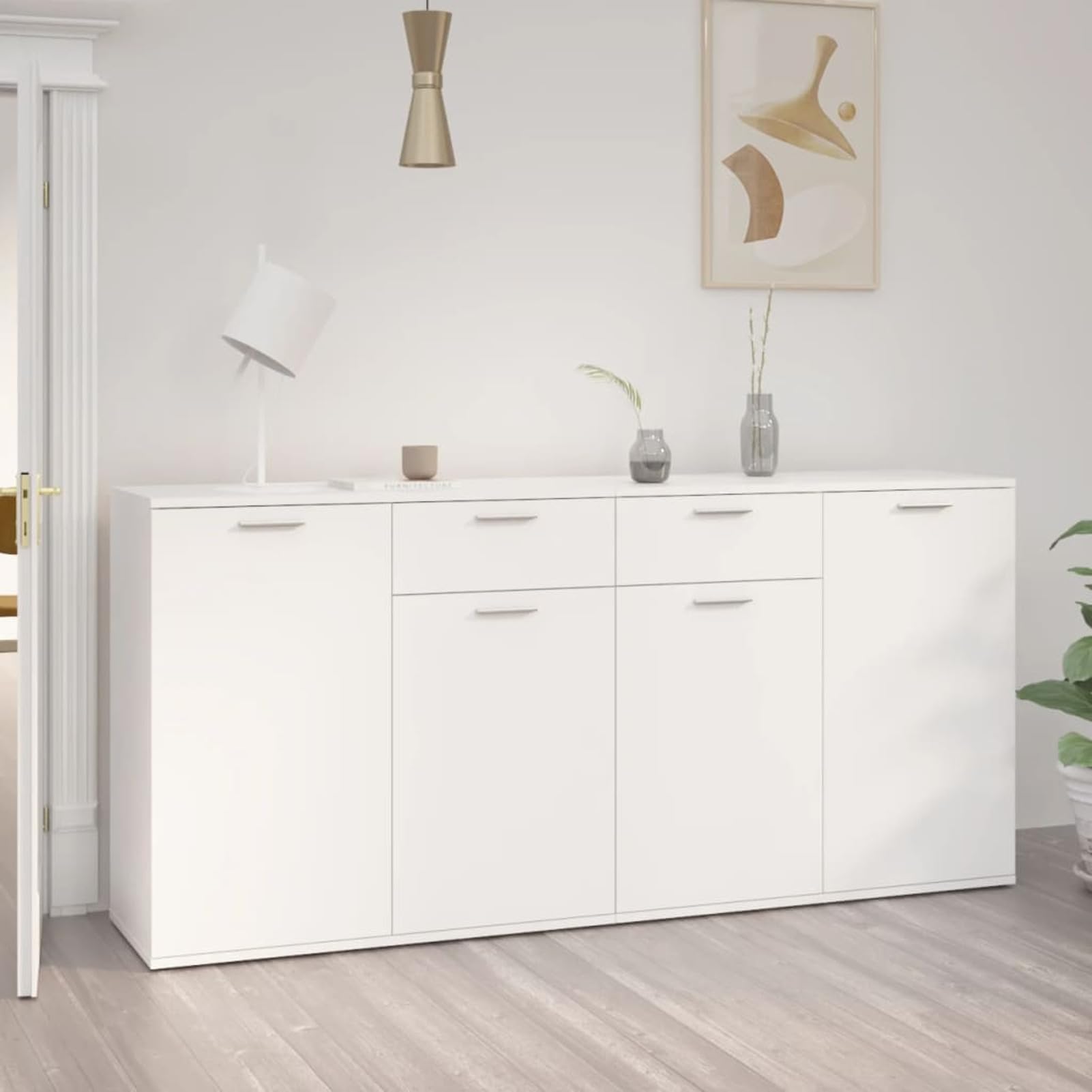 Homgoday Aparador,aparadores para Salon,aparador Comedor,Muebles Comedor,Aparador de aglomerado Blanco 160x36x75 cm