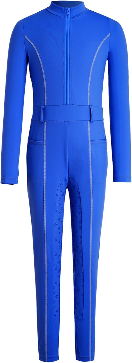 Jugaoge Jumpsuit for Girls Riding Breeches Full Seat Equestrian Jumpsuit Full Length Schooling Bodysuit
