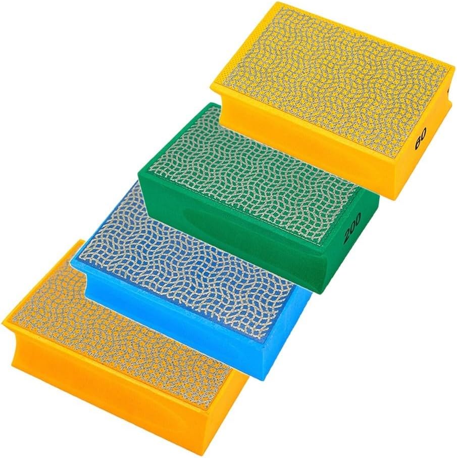 Grinding and Polishing Sanding Block with Electroplated Sponge Abrasive Pads for Tile Wood Metal Glass Applications (4PCS)