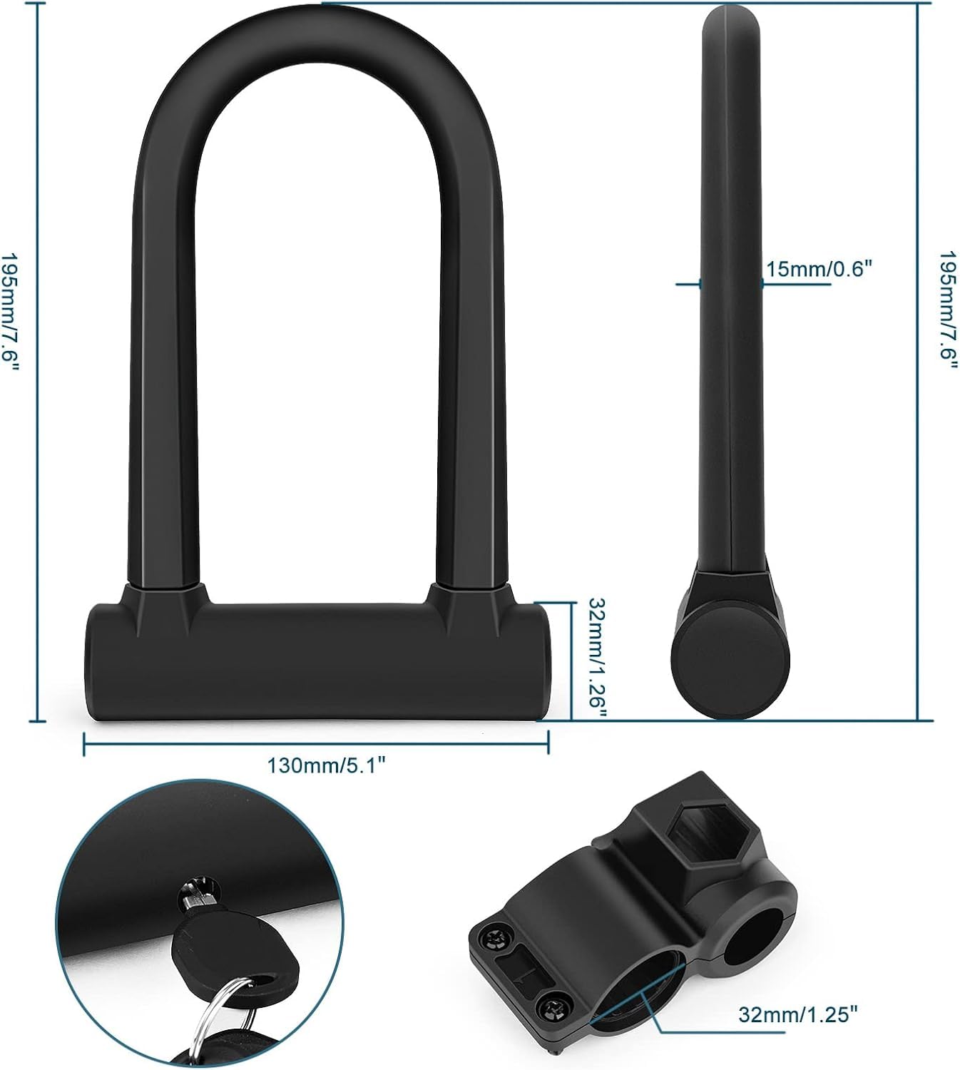 Lucchetto A U Per Bici Con Cavo Acciaio | Antifurto Robusto Con Supporto Da Montaggio | Ideale Per Città E Viaggi - Foto 5