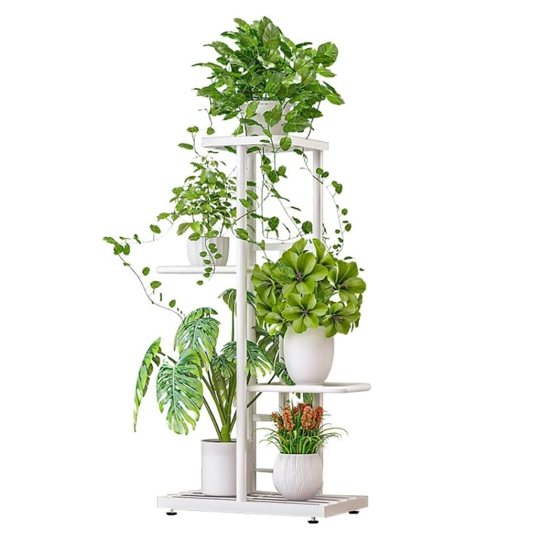 PRIME KRAFTS 4 Tier 5 Potted Metal Plant Stand for Living Room, Balcony and Garden | Multipule Flowerpot Holder for Indoor and Outdoor (White) (B0DC4J7B7R) Amazon Price History, Amazon Price Tracker