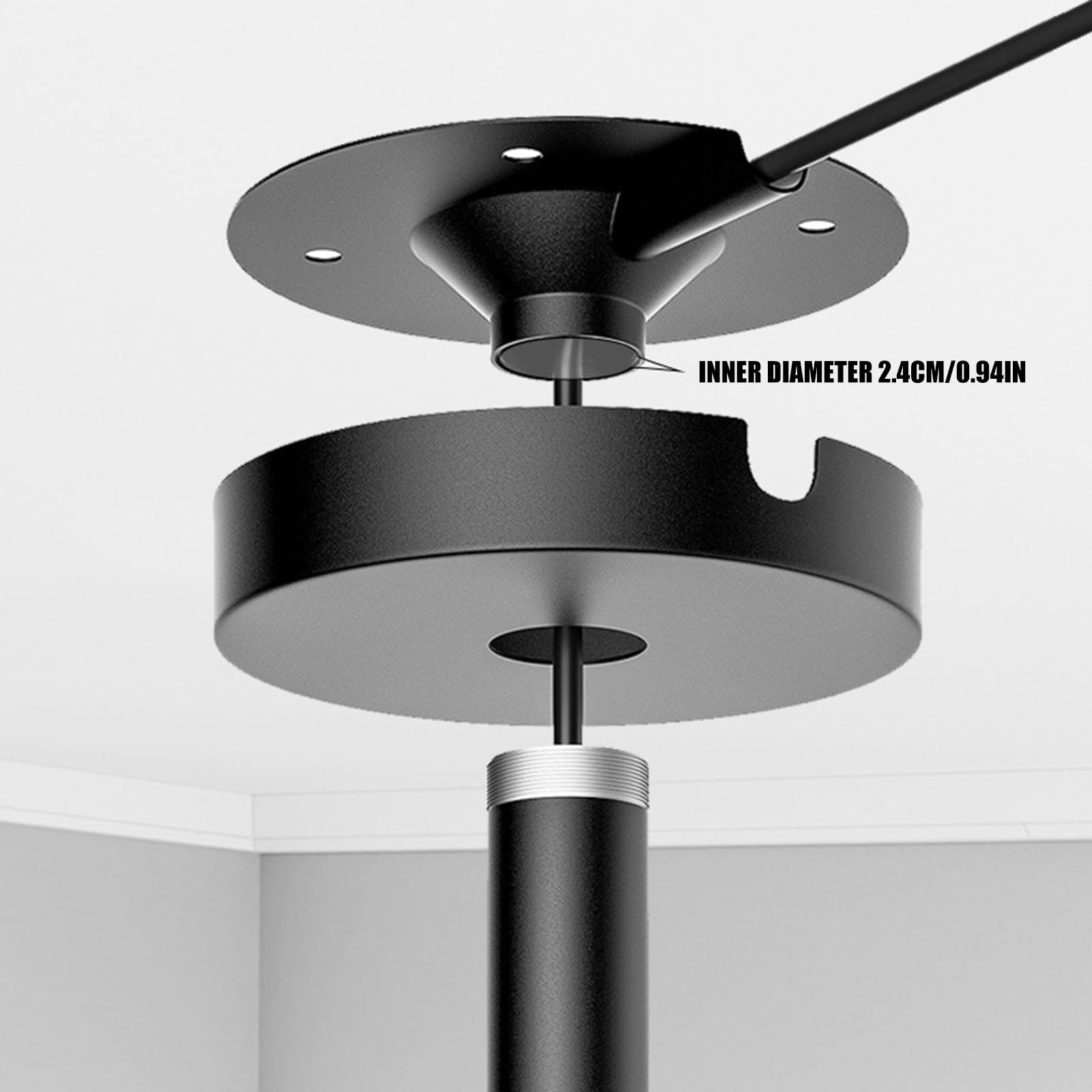 Supporto da soffitto in metallo resistente, testa a sfera e vite da 1/4", sospensione scorrevole per vari modelli