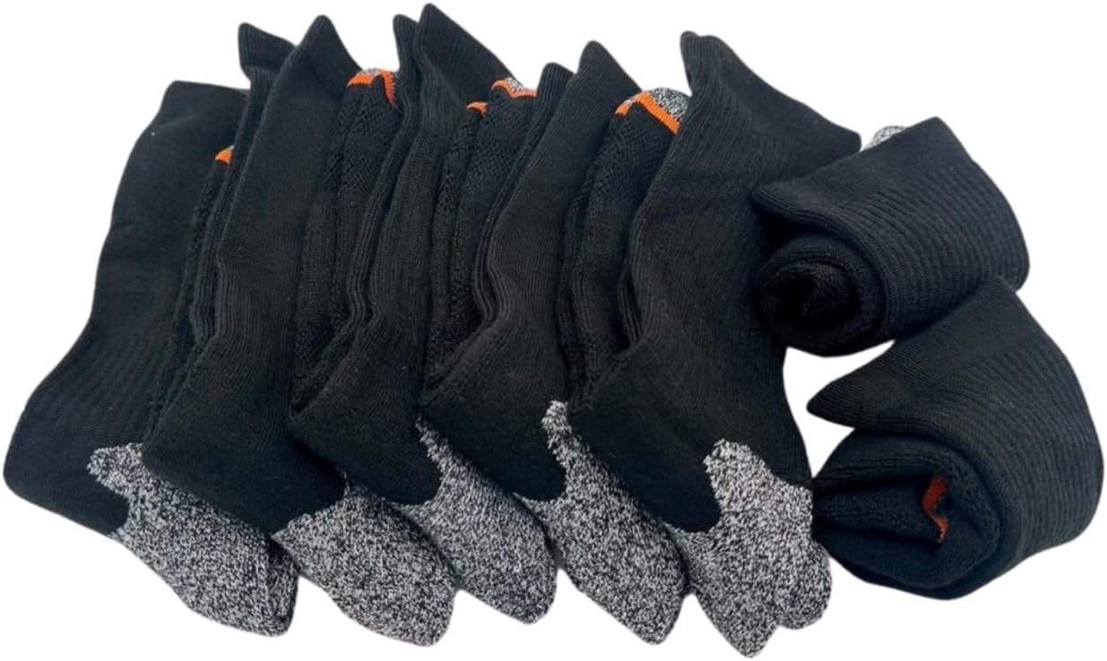 Aeonrow 5-Pairs Men's Warm, wear-resistant and casual Vintage Outdoor Wool Blend Crew Calf Socks, Black, 6-12
