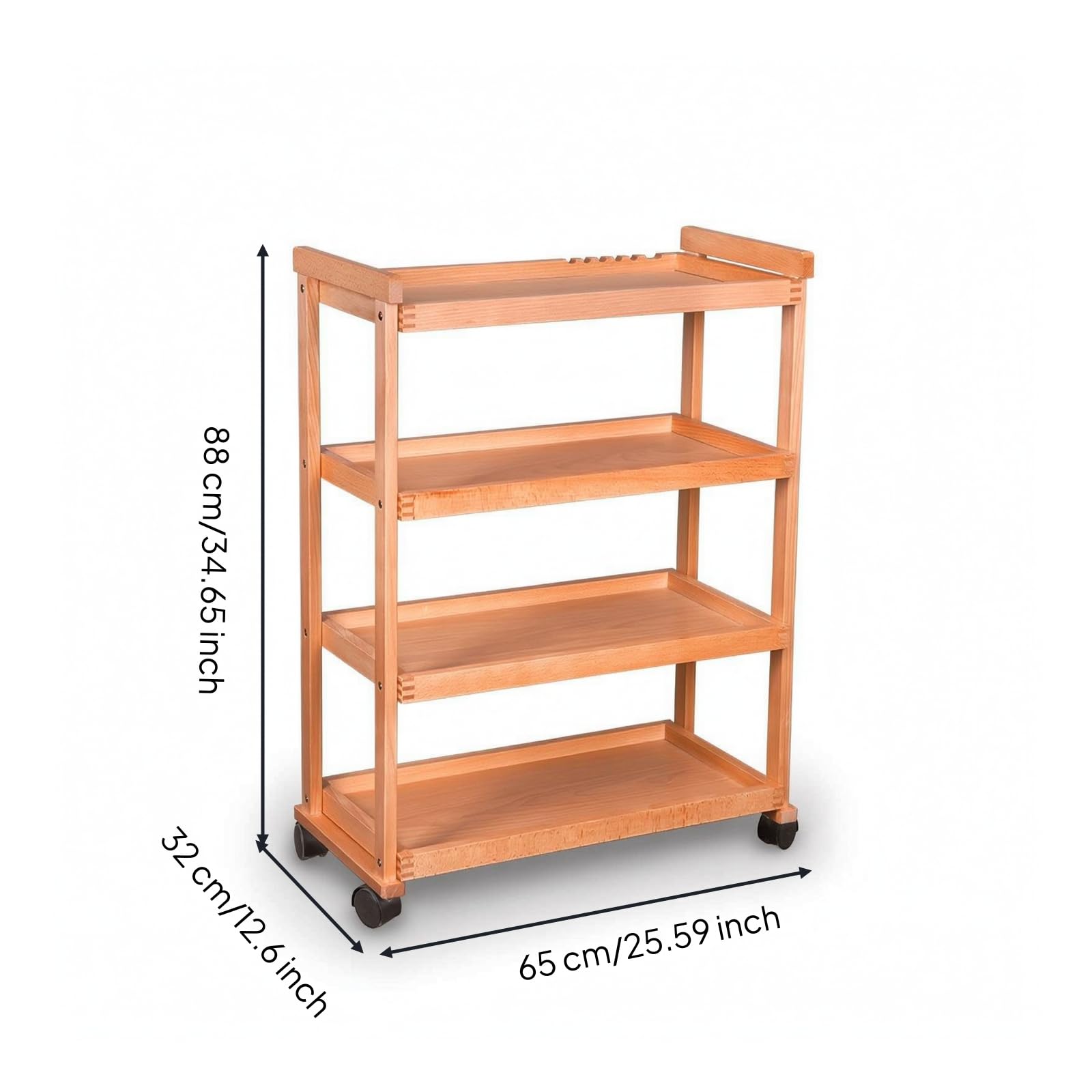 Carrello da Disegno a più Livelli Carrello Portaoggetti con Ruote Multiuso Mobile per Artisti, Laboratorio, Carrello A Quattro Strati In Faggio Importato
