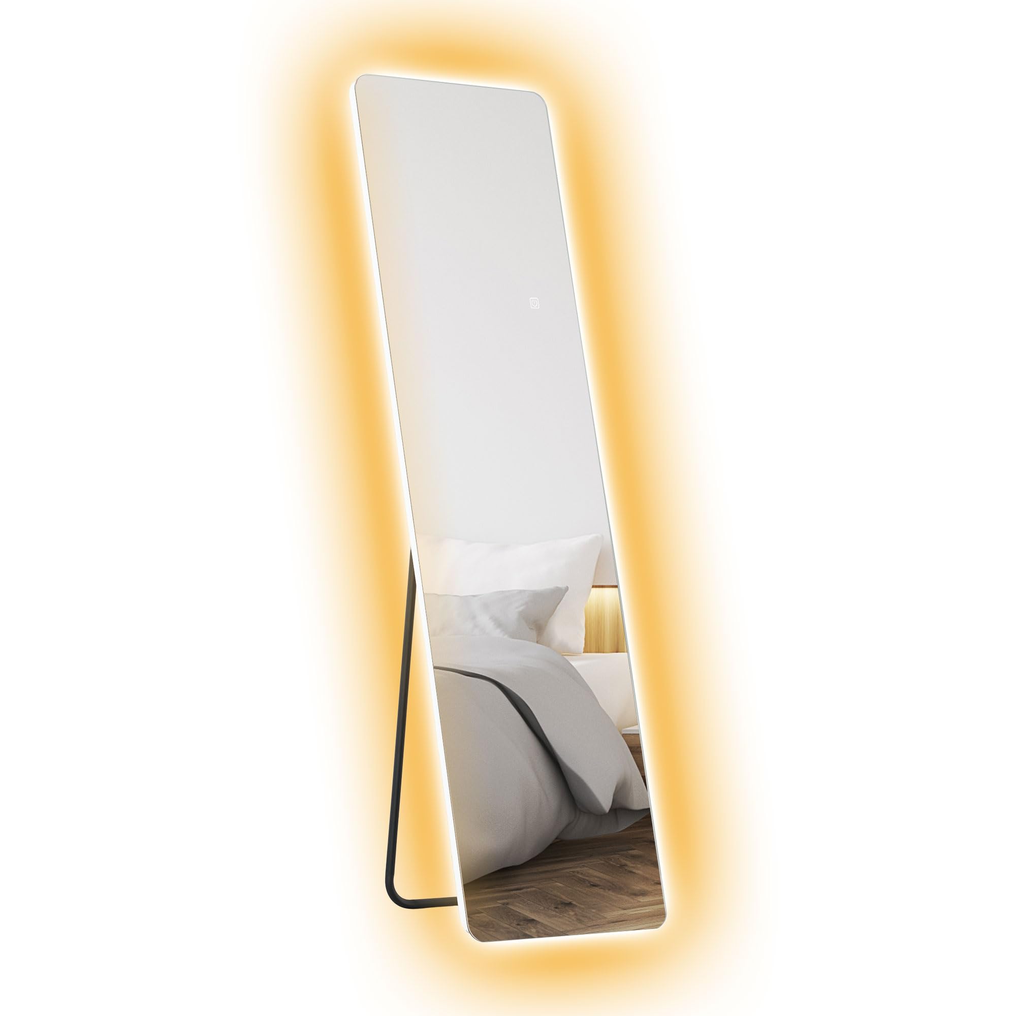 HOMCOM Espejo de Cuerpo Entero con Luz LED 150x40 cm Espejo de Pie o de Pared sin Marco con Iluminación de 3 Colores Función de Memoria y Táctil Inteligente para Salón Dormitorio Transparente