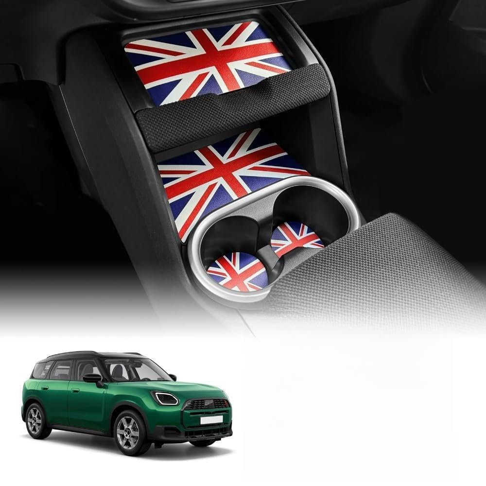 Mauxpiao Red Car Door Cup & Pocket Non-Slip Mats For Mini Countryman U25 2024-2025, 18-Piece Pu Interior Dustproof Decorative Accessories Rewr/Red/A