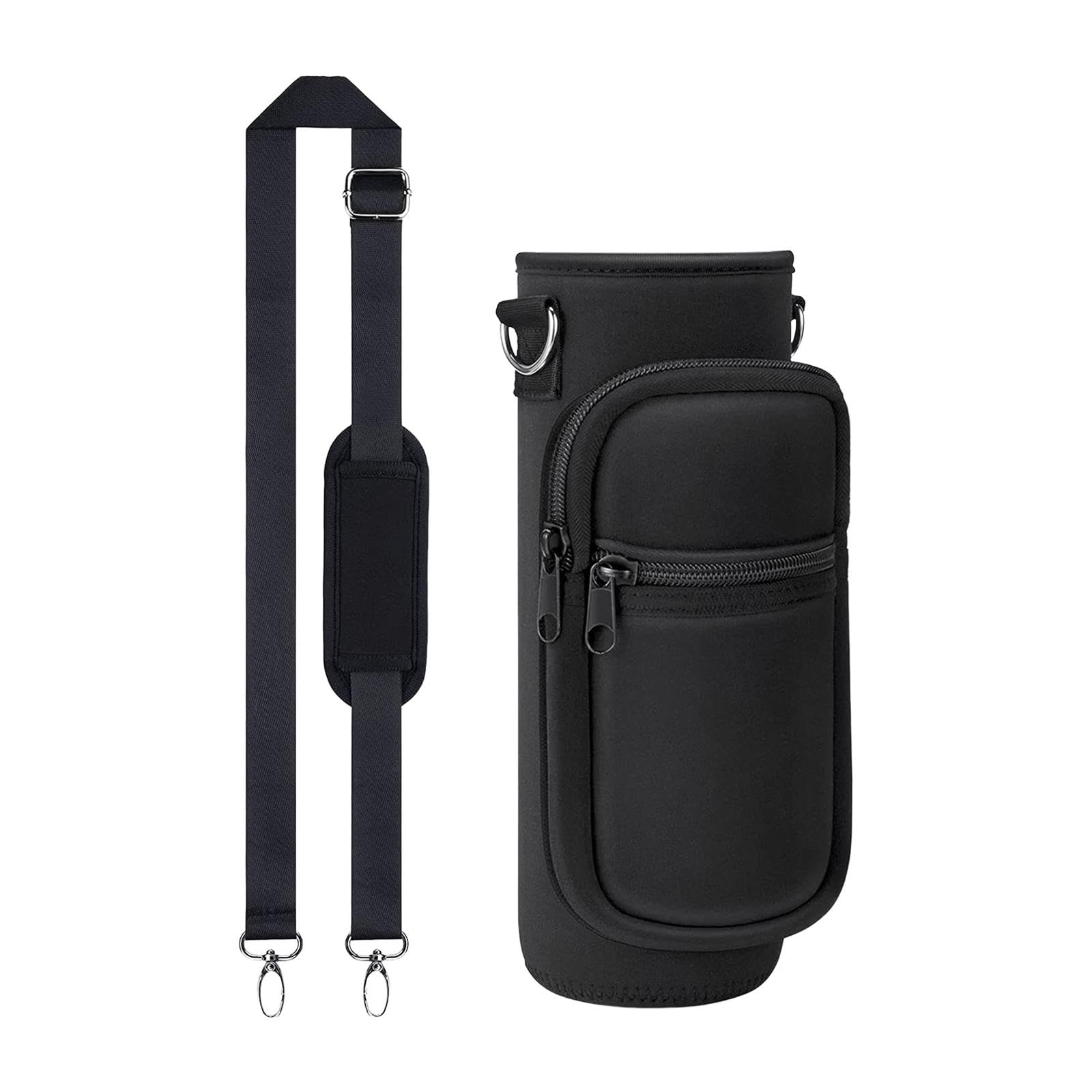 ATORSE Water Bottle Carrier Insulated Cup Holder for Glass Bottles Mug 32Oz Bottles Black-picture-19