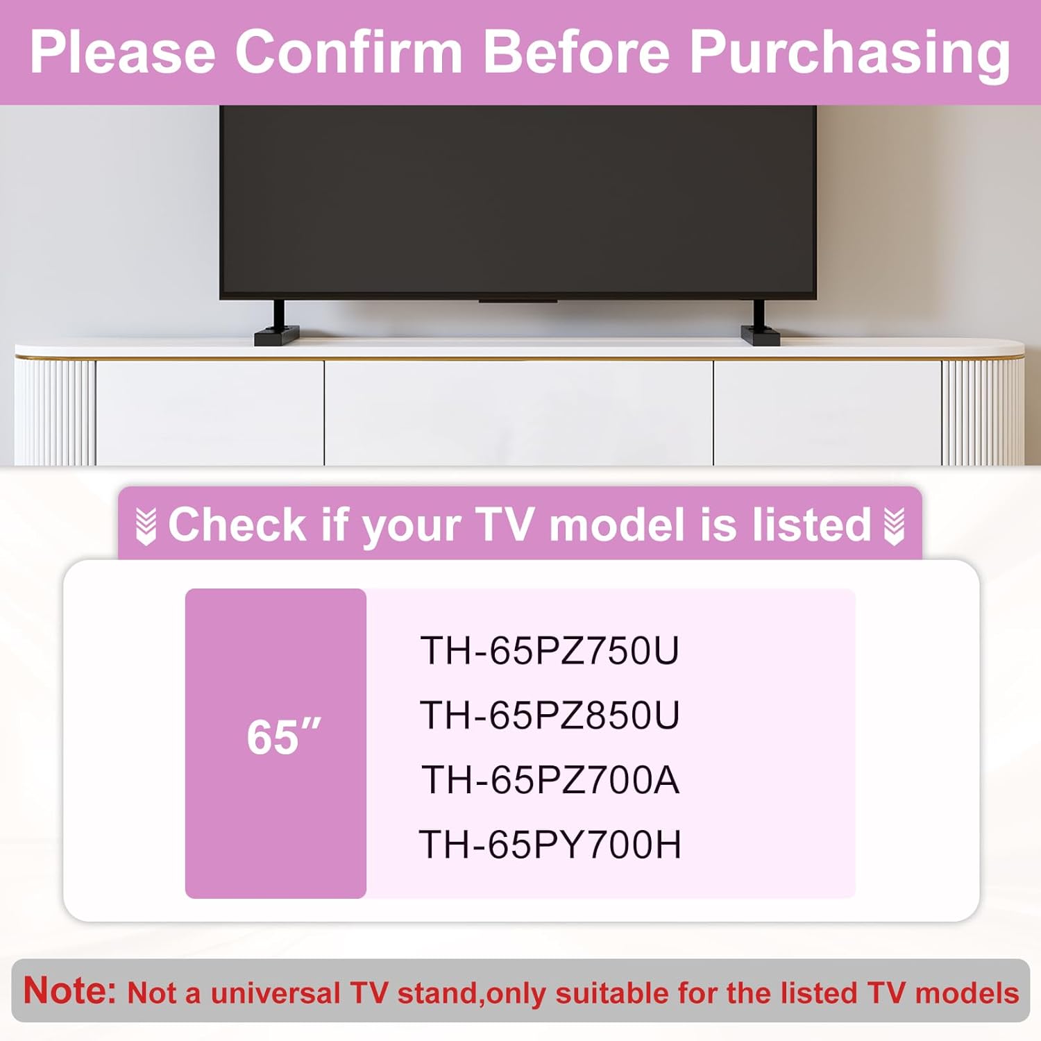 Metal TV Stand Legs for Panasonic TV Legs, Only for Panasonic TH-65PZ750U TH-65PZ850U TH-65PZ700A TH-65PY700H TV We Listed Model, Table Top TV Stand Base for Panasonic with Screws No Wall Drilling