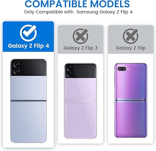 Miniatura 2 de VEGO Funda para Samsung Galaxy Z Flip 4 con cubierta deslizante para cámara, protección de bisagra con soporte magnético de 360 y funda de clip para