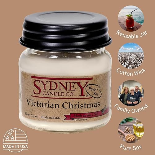 Miniatura 4 de Fall Candles - Vela en tarro de soja Mason  Velas perfumadas de otoño para el hogar  Vela navideña (7.5 onzas) (Navidad victoriana)