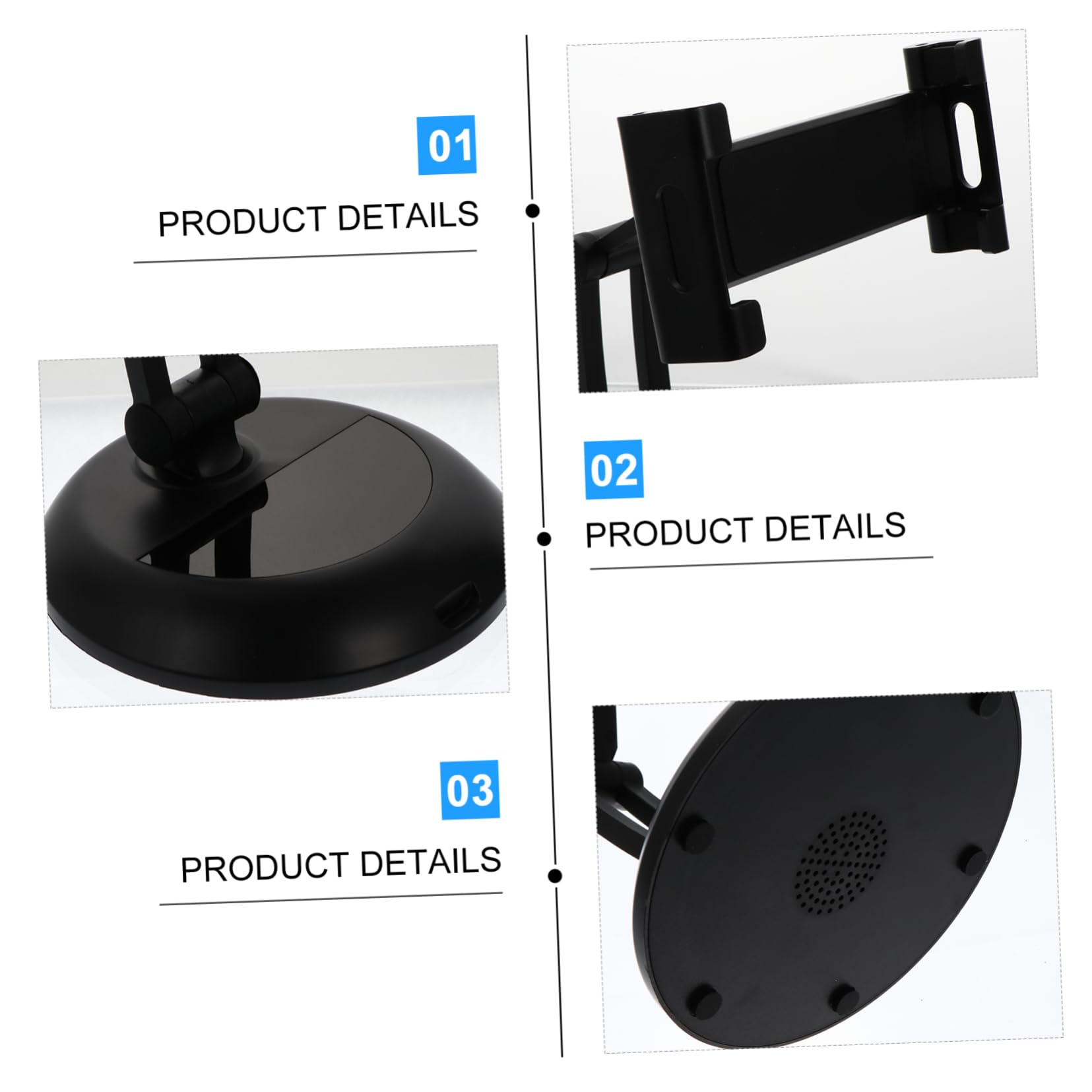 SEWACC Support pour Tablette et Téléphone de Bureau Réglable Noir Abs Métal