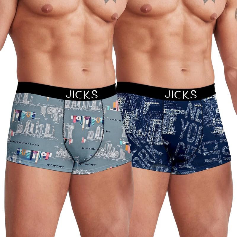 JICKS Men’s Extra Thin Elastic Underwear Long Comfortable Breathable Comfort Boxer Brief Nylon Material