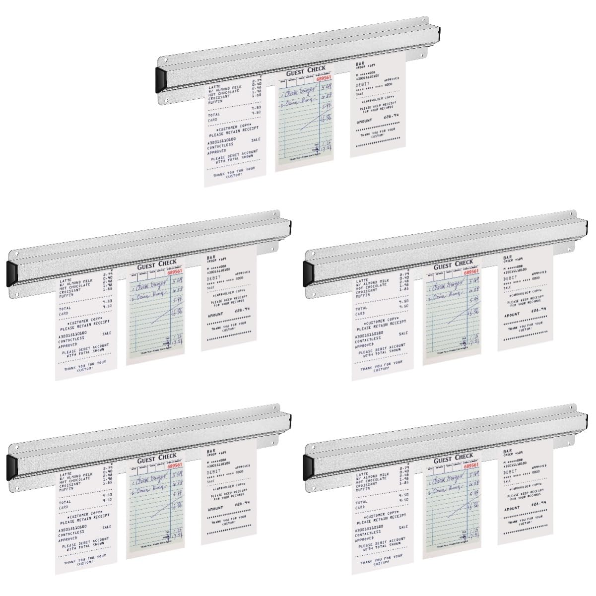 PRETYZOOM 5pcs Bill Ticket Holder Kitchen Order Grabber Restaurant Ticket Holder Sturdy Metal Design