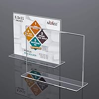 Vista 9 de NIUBEE Soporte acrílico para letreros de 8.5 x 11 pulgadas, paquete de 3 marcos transparentes horizontales, en forma de T, soporte de exhibición