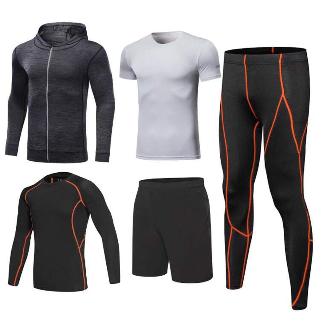 JSHFDMens Fitness Gym Clothing Set,Sports Wear Exercise Clothes Men Activewear, for Workout Training Running (Color : C, Size : M)