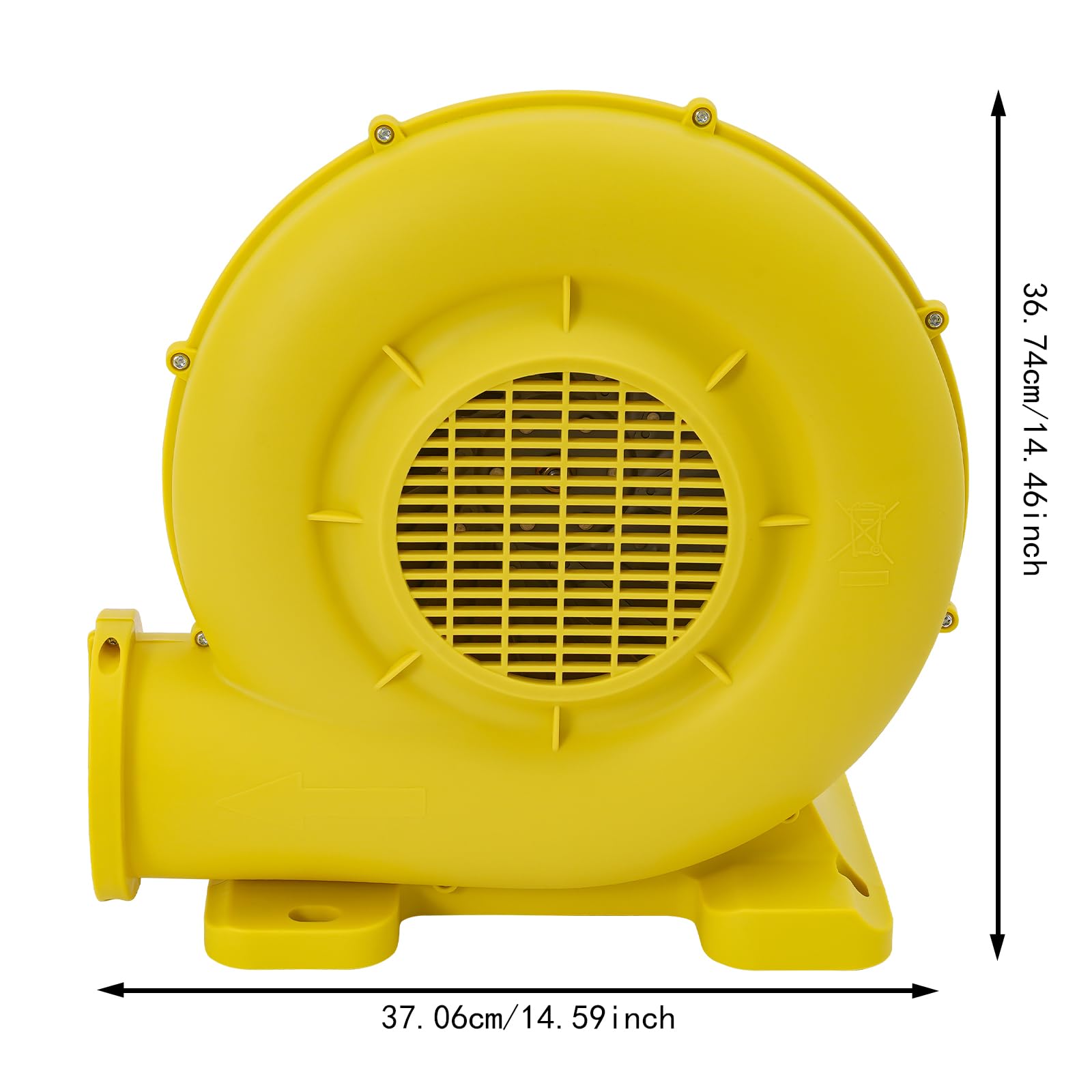 Ventola per soffiatore d'aria per prodotti gonfiabili, 750 W, per castelli gonfiabili, scivoli d'acqua, gonfiabili promozionali, con griglia di protezione e fissaggio a pavimento