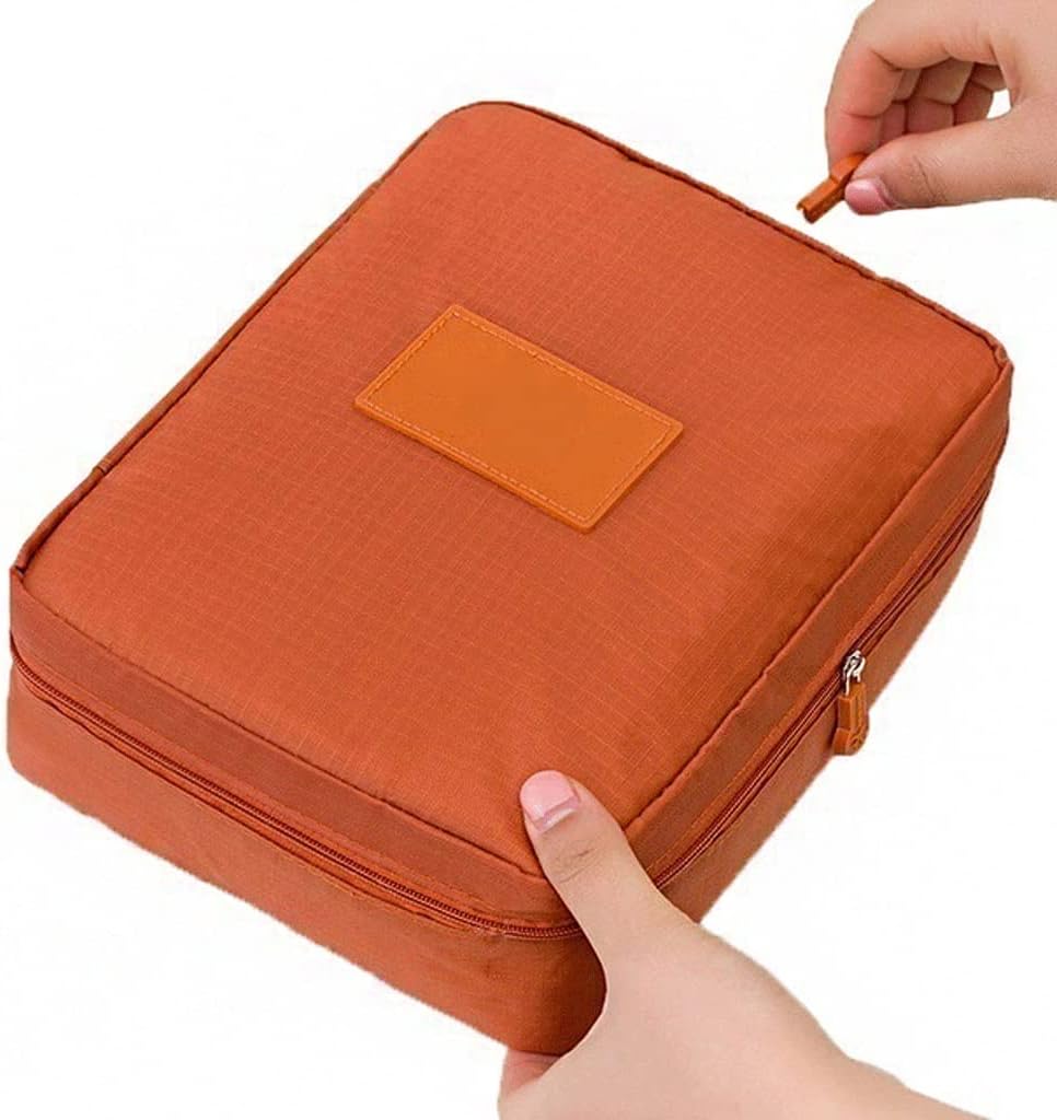 Makeup Organizer Portable Cosmetic Bag Outdoor Ladies Daily Cosmetic Bag Toiletries Storage Cosmetic Bag Suitable for Traveling Cosmetics Storage Display Box Case (Color : 1) (Brass)