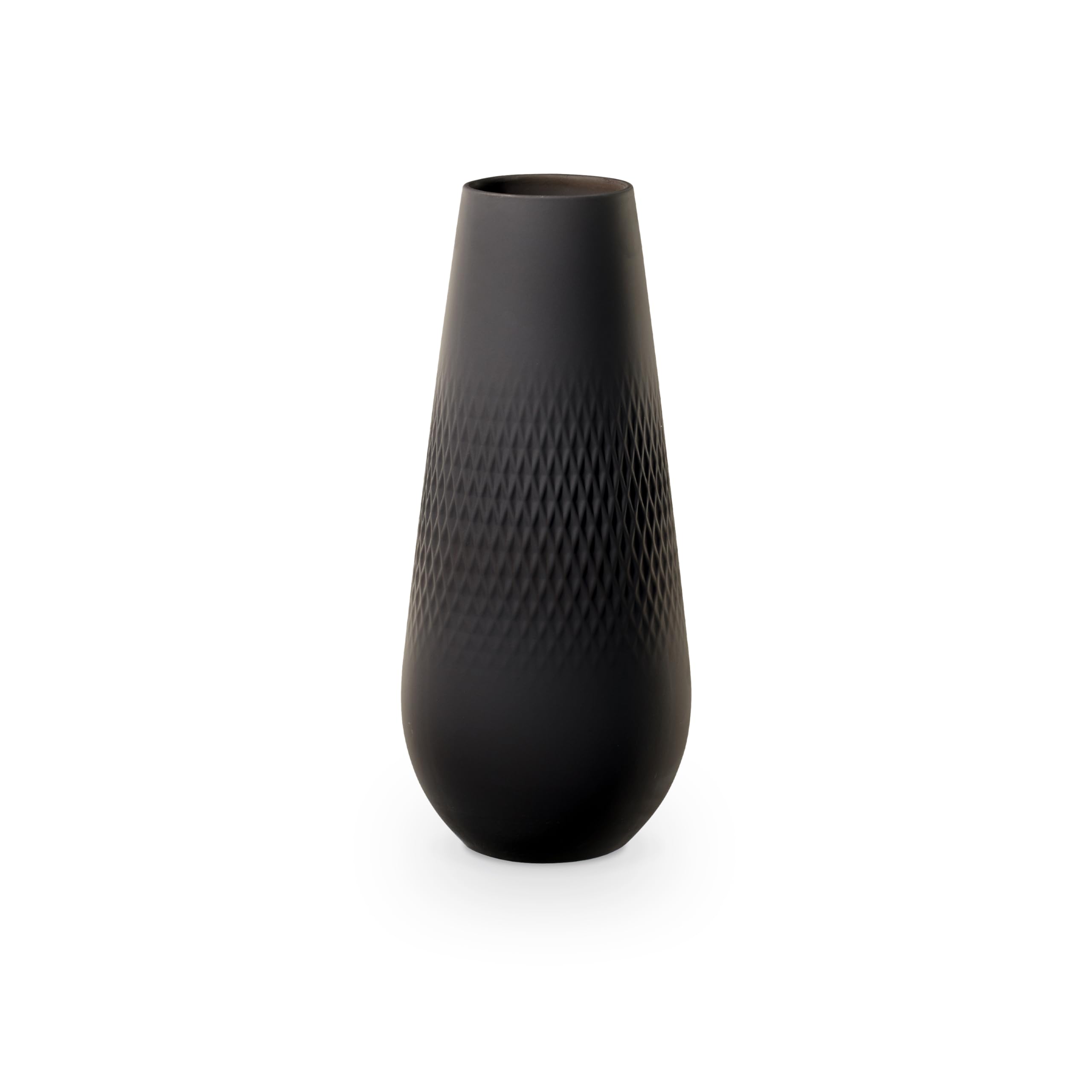 Villeroy & Boch Collier Noir Vase Carré No. 3, 11.5x11.5x26 cm, Premium Porcelain, Black