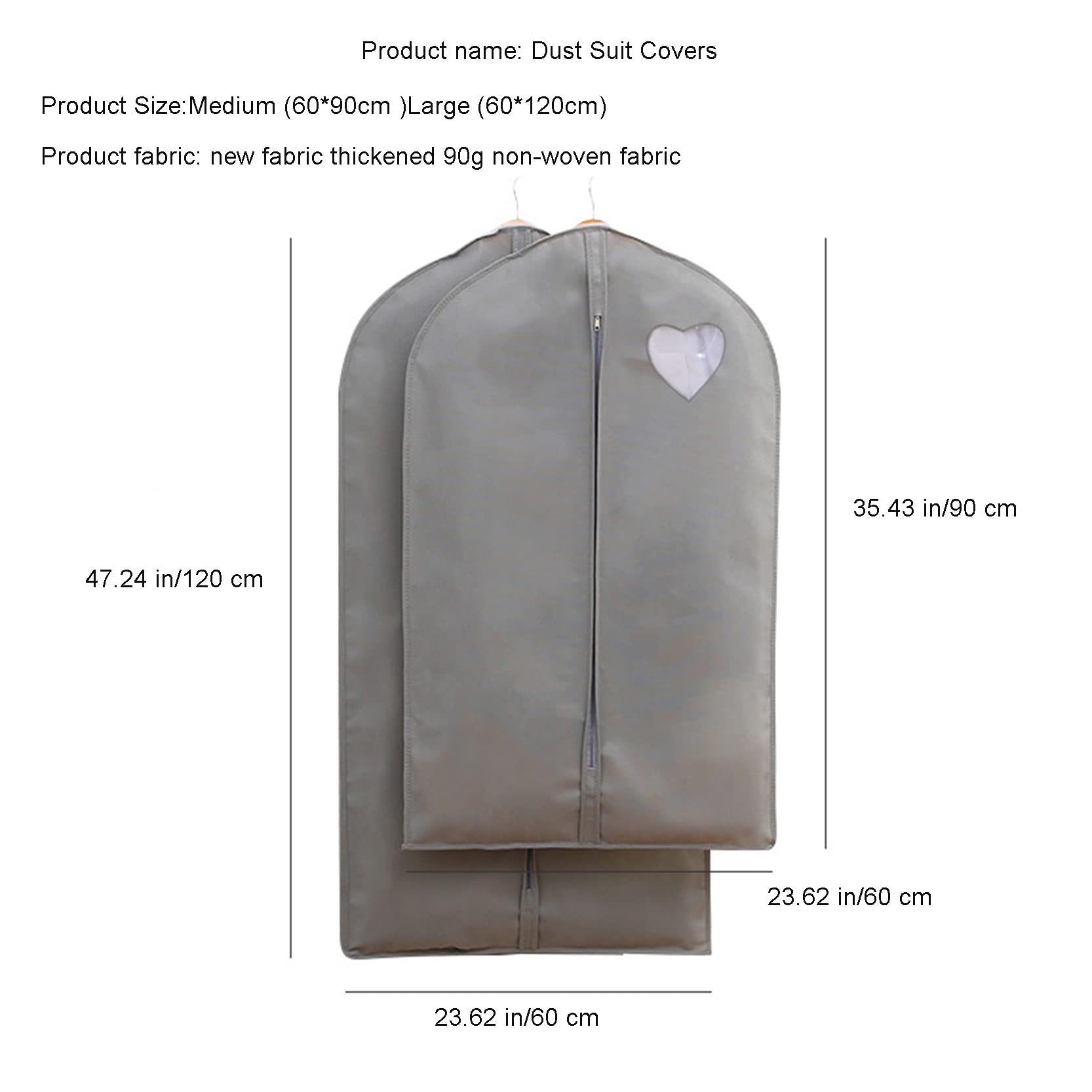 Sacca Porta Abiti, 5 Pezzi di Fodere Traspiranti e Spesse in Tessuto Non, for Giacche, Cappotti Abiti, Beige, 60x125 cm(60x95cm)