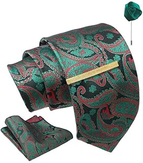 axlon Pasiley Tie For Men – Formal Ties Set With Pocket Square, Cufflink, Tie Clip & Flower Pin With Gift Box For Mens (AXPAS)-picture-17