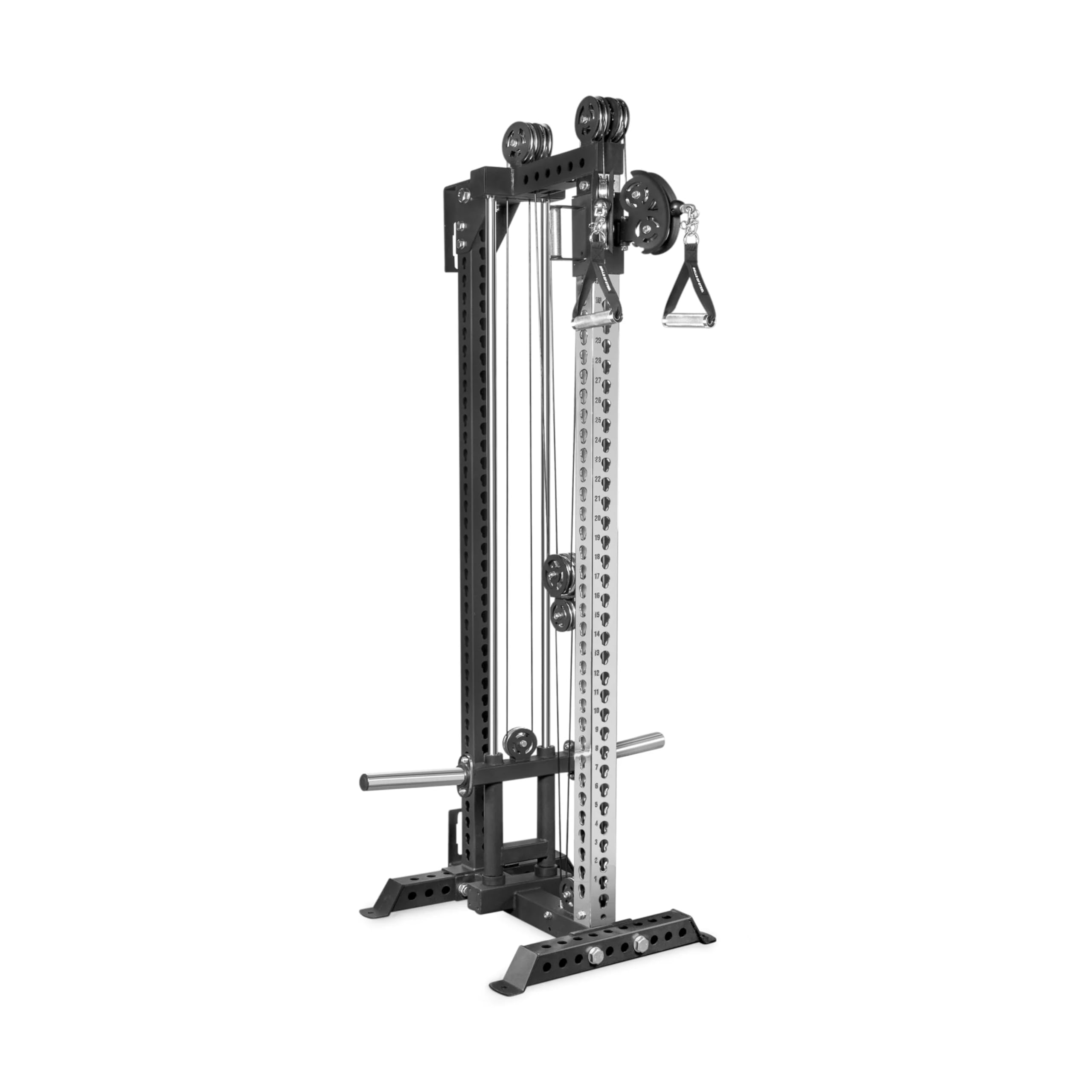 Cable Tower [Bells of Steel] Oblivyon Tower, 3x3 Plate Loaded or 210lb Weight Stack Loaded Aluminum Pulley Cable Machine Tower Squat Stand, 2:1 Ratio