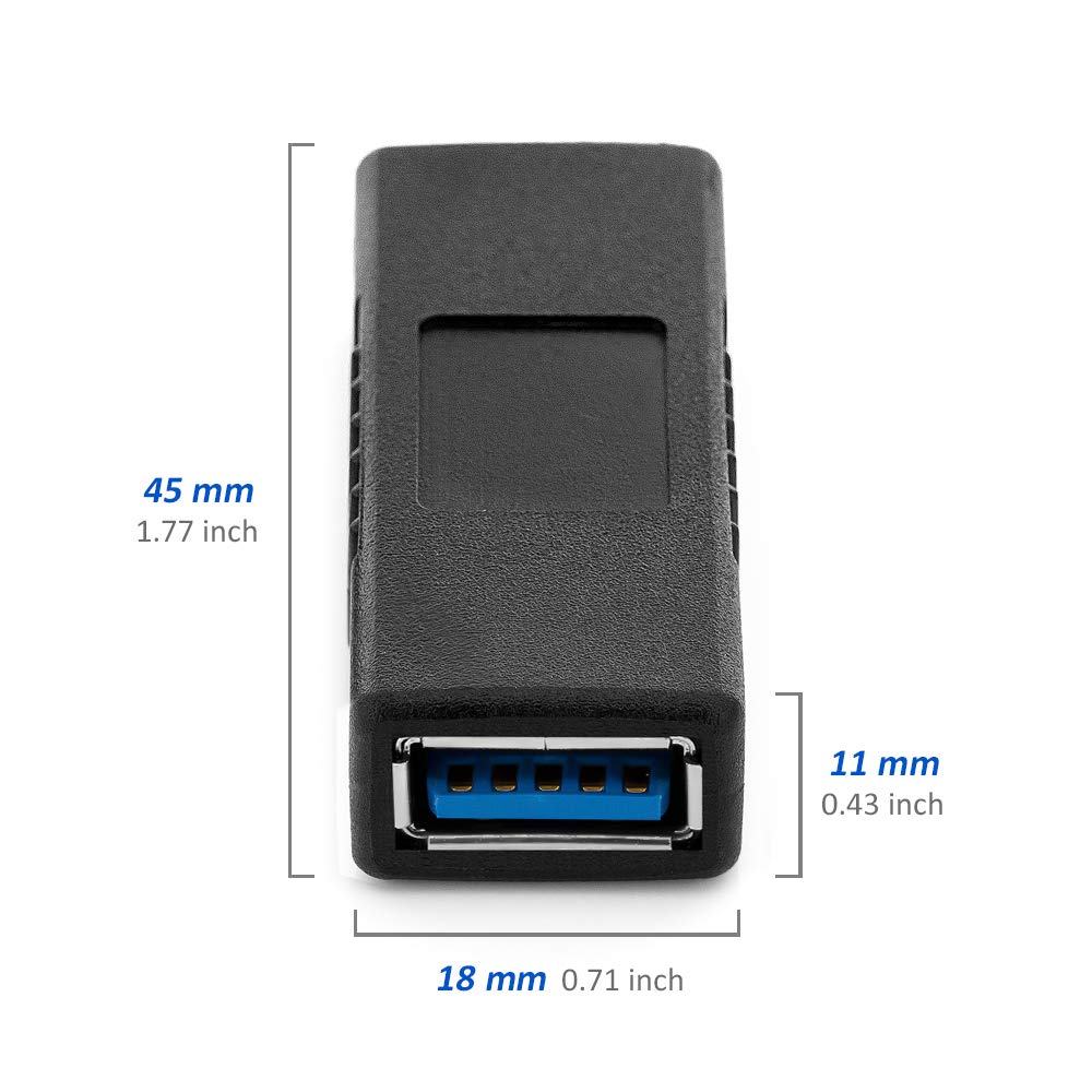 Adaptateur USB Femelle Vers Femelle IJiZuo - Pack De 2 - USB 3.0 5Gbps - Connexion Facile Pour Câbles USB
