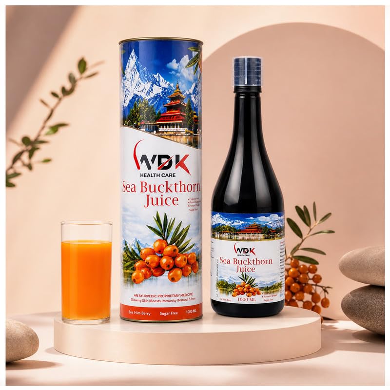 WDK Sea Buckthorn Berry Juice 1000 ml Bottle, Sugar Free, No Added Sugar, No Artificial Colors or Flavours, Liquid Ayurvedic Wellness Drink for Adults-image-10