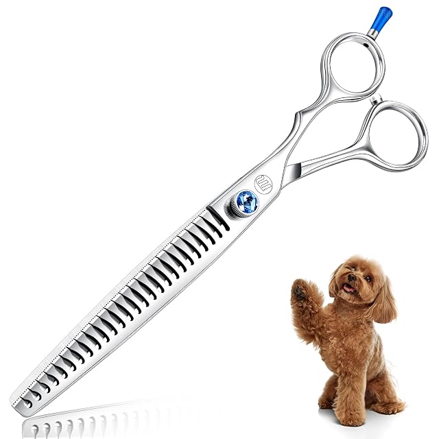 Moontay Tijeras para perros Tijeras para pieles Tijeras para aseo de animales con 28 dientes hechas de acero…