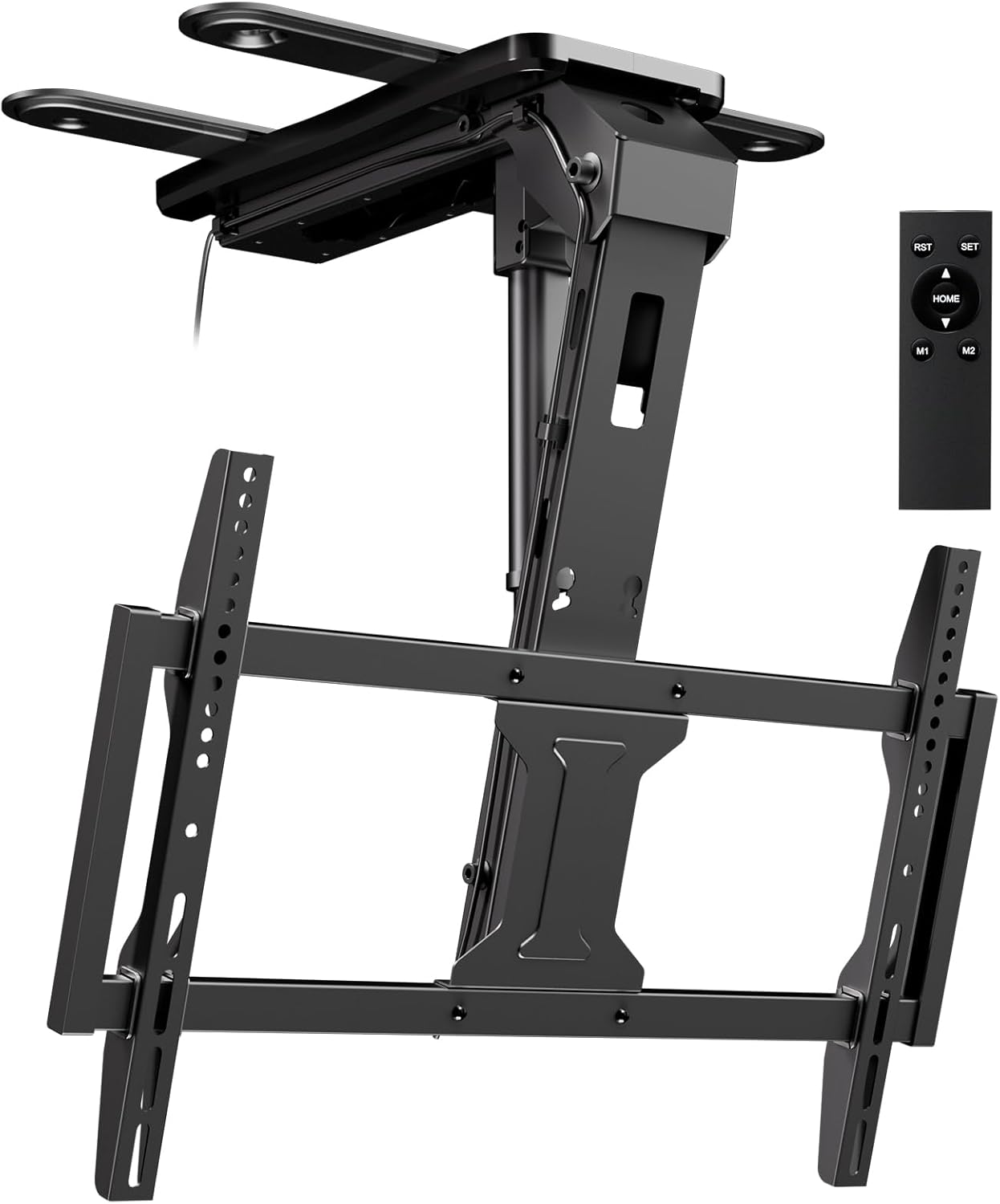 Motorized Flip Down Ceiling TV Mount for 37-75 Inch Screens, Electric Drop Down TV Ceiling Mount with Remote, Holds up to 99 lbs, Max VESA 600x400 mm, Black