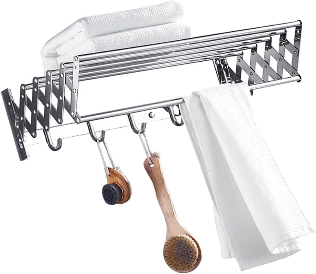 ABOOFAN Telescopic Bathroom Storage Rack 50cm Stainless Steel Wall Mount Towel Hanger Easy Installation Rustproof Design for Kitchen and Bathroom Organization
