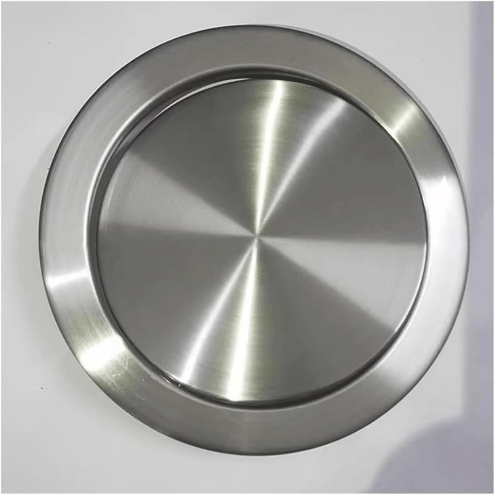 DFGHNBVC Trash Bin Lid Stainless Steel Trash Can Lid Swing Flap Bin Cover Countertop Embedded Trash Grommet Round Waste Chute Lid Recessed Cover,Silver-238Mm